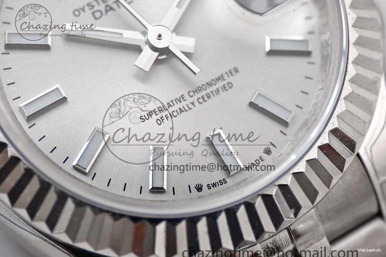 Dial Steel DateJust 28 SS Silver 1:1 NH05 Bracelet 904L on TWF President Best Lady Edition 0207